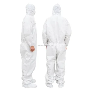 Non Sterile Unisex White Breathable Film Full Body Protective Suits Supplied by Medical Product Manufacturer
