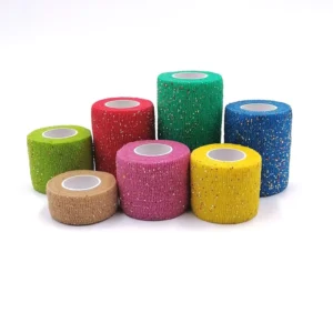 Non Woven Conforming Horse Racing Veterinary Self Adherent Cohesive Elasticated Wrap Bandage 10cm Glitter Sports