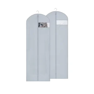 Non Woven Garment Bags for Cloth Cover Travel Dust Cover for Suit With Window Long Size With Pocket