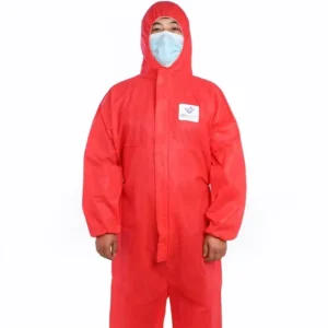 Non Woven Medical Disposable Waterproof Coverall Suit Customized Mens Working Type 5 6 Uniform CE Certified Anti static Red