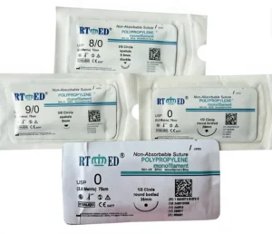 Non-absorbable Polypropylene Surgical Sutures Medical Grade Sharp Needle 14mm-60mm Sterile E.O.Gas for Veterinary Surgery