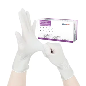 Non slip Nitrile Examination Gloves Textured Fingertips Doctor Disposable White Powder Free 4mil Nitrile Gloves for Medical Use