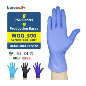 Non slip Nitrile Gloves Aged Care Dental Clinic Veterinary Violet Blue Disposable 3mil Powder Free Nitrile Gloves for Hospital