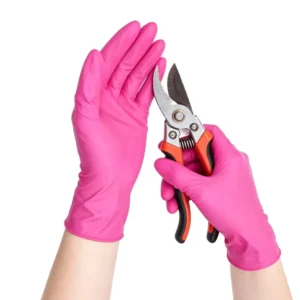 Non-slip Nitrile Gloves Finger Texture Waterproof Oil-proof Rose Red Powder Free 3mil Nitrile Disposable Gloves for Gardening