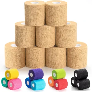 Non woven Adhesive Cohesive Bandage Horse Tack Wrap Veterinary Elastic Stretch Tape Class I CE ISO Ozone Disinfected Rainbow