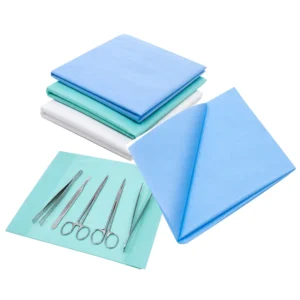 Non-woven Fabric Sterilization Medical Crepe Paper with SMS Blue for Dental Consumables, 40x40cm