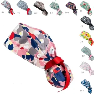 Nurse Hat with Buttons Pet Dentist Work Cap with Elastic