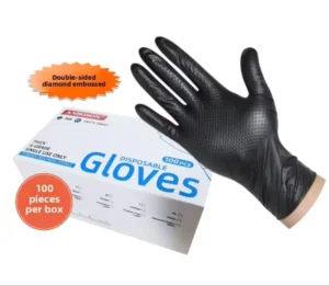 OEM 12mil Industrial Diamond Pattern Vinyl Nitrile Gloves Powder Free Waterproof Oil Resistsnt Gloves Acid and Alkali Resistant