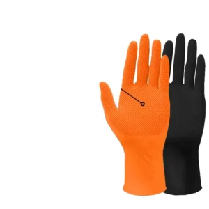 OEM Custom 8Mil Disposable Diamond Nitrile Safety Gloves Orange Black for Industrial Production Automobile Repair Food Handle