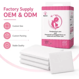 OEM Custom Postpartum Pads Disposable with Super Strong Water Absorption for Bed Crib and Stroller Use HLD 001