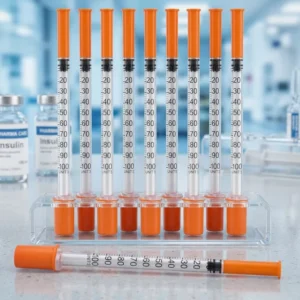 OEM Disposable Syringe 0.3ml 0.5ml 1ml with Fixed Needle and Orange Cap Sterile Medical Syringe for Hospital Use Pack Kit