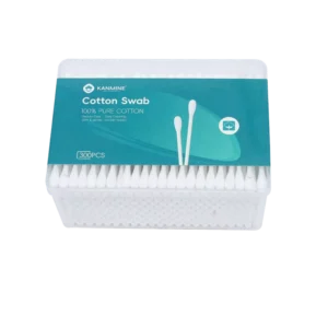 OEM Double Head Double Round Tip Cotton Bud 300pcs pp Stick Cotton Swab with square Box
