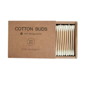 OEM Double headed Eco Friendly Bamboo Makeup Cotton Buds Wooden Ear Cleaning Cotton Swab