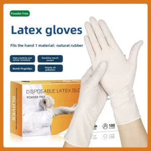 OEM High Elasticity Powder Free Disposable Latex Gloves Food Grade Waterproof Oil Resistant Durable Gloves