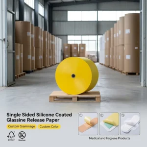 OEM Light Yellow Custom Grammage Single Side Silicone Coated Glassine Release Paper for Medical and Hygiene Products