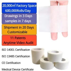 OEM ODM 1.25cm Breathable Easy Tear Non woven Paper Roll Hypoallergenic Medical Surgical Paper Tape for Medical Fixation