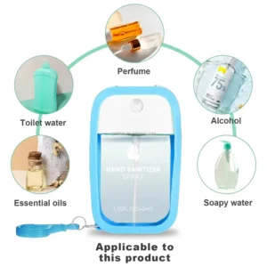 OEM ODM Customized 50ml Mini Pocket Liquid Hand Sanitizer Quick Dry Spray 75% Alcohol Kills 99.99% Germs Fruit Based