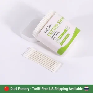 OEM Paper Stick Cotton Swab 200Pcs Square Box Custom Logo High Absorbent Biodegradable ISO CE for Hotel Salon Beauty