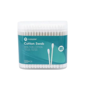 OEM Pointed Round Tip Cotton Bud 200pcs Paper Stick Cotton Swab with Square Box