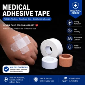 OEM Skin Friendly Porous Easy Tear Residue Free Medical Tape Surgical Tape Adhesive Roll for First Aid Wound Dressing