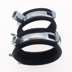 OEM Steel Iron Single Screw Pipe Clamp with M8 M10 Welding Nuts Black EPDM Rubber Manufacturer Pipe Holder Clip