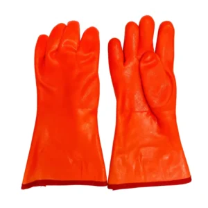 Oil Resistant 30cm Winter PVC Gloves Bulk Hi Vis Fluorescent Thermal Sponge Safety Gloves