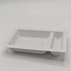 One time Environmentally Friendly Degradable and Compostable Two Compartment Paper Tray Medical Non sterile