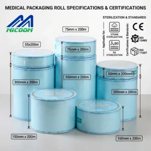 Operating Room Heat Seal Flat Roll Sterilization Bags for Surgical Scissors and Forceps Kits