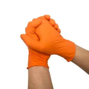 Orange Disposable Nitrile Gloves 5 Mil Powder Free Anti Slip CE