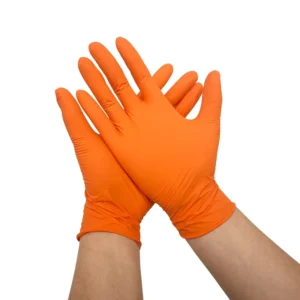 Orange Nitrile Disposable Eco Friendly Work Gloves CE EN388 Certified Powder Free Puncture Resistant Anti Chemical
