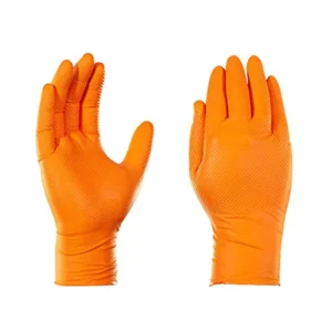 Orange Nitrile Disposable Gloves Diamond Texture