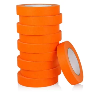 Orange Painters Tape 1 Inch 10 Rolls X 55 Yards Crepe Paper Single Sided Rubber for Walls Painting DIY Decoration