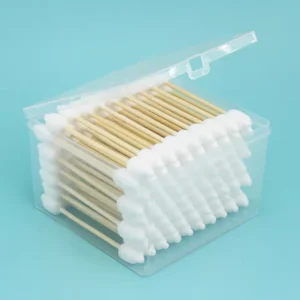 Organic 76pcs Multi Purpose Cleaning Cotton Swabs for Baby Bamboo Stick Big Ball End Cotton Buds