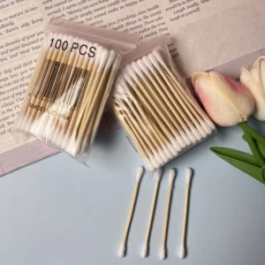 Organic Bamboo Cotton Swabs Buds 75mm 100% Cotton Q Tips for Makeup Skincare Hygiene