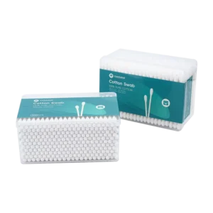 Organic Ear Cleaning Cotton Ear Buds Pointed Round Tip Cotton Bud 300pcs Paper Stick Cotton Swab with Square Box