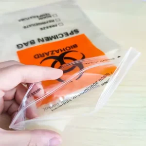 PE Self Sealing Reusable Sealing with Red Plastic Sterilization Document Pouch Antibacterial Transport PE Medical Hospital Bag