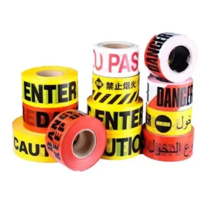 PE Warning Yellow Caution Barricade Custom Danger Plastic Non Adhesive Marking Safety Barrier Brand Logo Yellow Black Film Tape