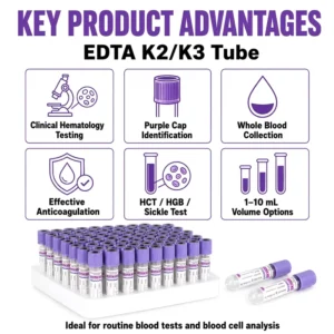 PET Animal Medical Tube for Routine Blood Tests and Whole Blood Specimen Collection Purple Cap Blood Collection Tube