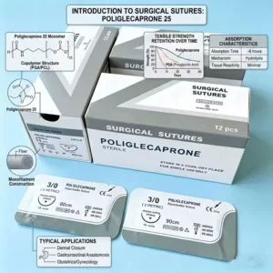 PGCL Poliglecaprone 25 Absorbable Surgical Suture Monofilament USP 6-0-2 Sterile OEM Factory Direct CE ISO for Dog Large Use