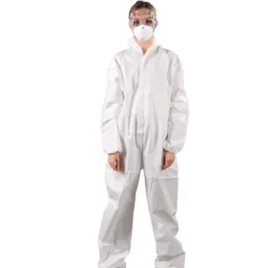 PPE Disposable Non Woven PP SMS SF Microporous Coveralls CE Certified Non Sterile with Elastic Ankle for Hospital Industrial Use