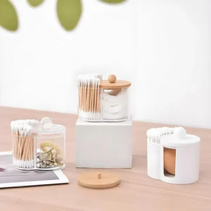 PS Plastic Cotton Swabs Cosmetic Cotton 2 in 1 Organiser Multiple Lids to Choose From Cosmetic Storage Products