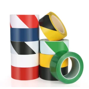 PVC Floor Marking Tape Industrial Yellow Black Single Sided Pressure Sensitive Rubber Waterproof Hazard Warning Safety