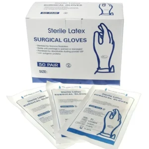 Pair Individual Packaged Disposable Sterile Latex Surgical Gloves for Medical & Veterinary Use