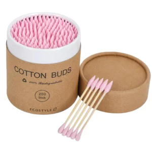 Paper Boxed Spot 200 Pointed Round Double-Headed Disposable Wood Stick Absorbent Cotton Makeup Remover Ear Swabs