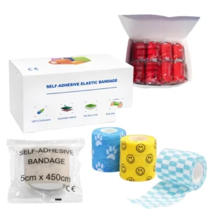 Patterned Vet Wrap for Dogs and Cats Self Adhesive Pet Bandage Breathable Non-woven Wrap Ce Certified Iso 13485 3 Inch Bulk