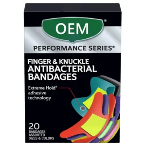 Performance Series Fingertip and Knuckle Antibacterial Bandages Extreme Hold Adhesive Technology Fabric Bandages 20 Count