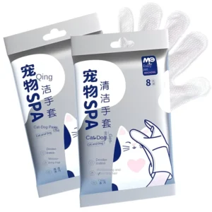 Pet Bath Free Disposable Gloves Cleaning Wipes Non Woven Fabric Clean Deodorant for Cats and Dogs 8 Piece Pack