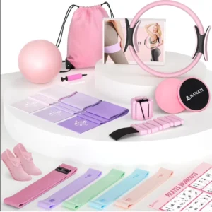 Pilates Ring 17 piece Set Stretching Aid Strap TPE Resistance Band 25cm Yoga Tube Ball and Ring Combination Indoor