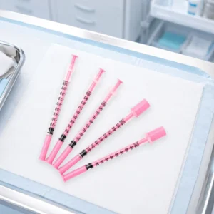 Pink Disposable Insulin Syringe for Animal 1ml 31G Thin Needle 6mm Anti fade Scale Household Pet Breeding Injection