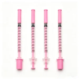 Pink Disposable Insulin Syringe for Animal 1ml 31G Thin Needle 6mm Anti fade Scale Household Pet Breeding Injection